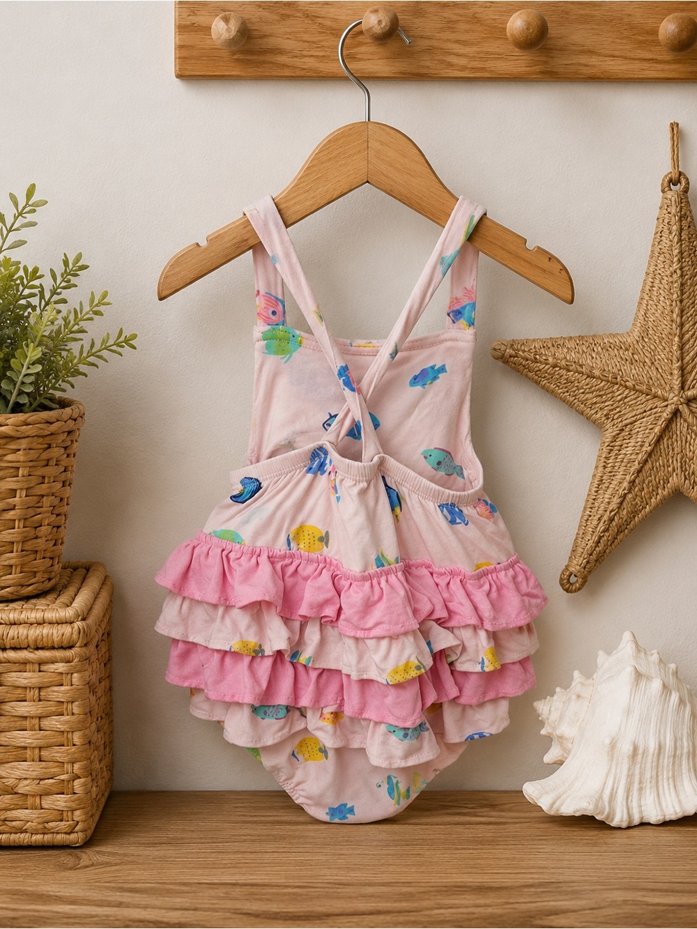 Angel Dear Pink Fish Ruffle Romper 🐠 - Picture 2 of 4